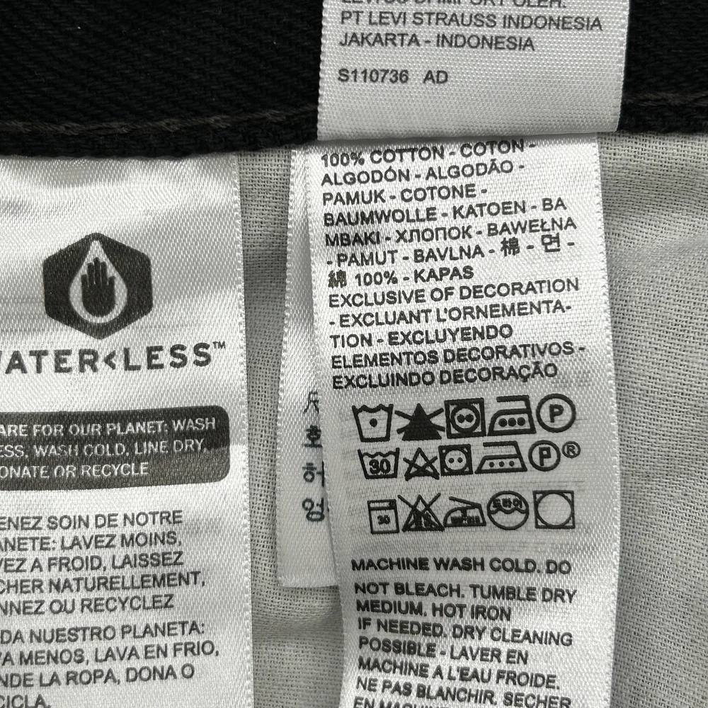 Levi's 550 Jeans Mens 36x32 Relaxed Fit Black Denim Tapered Leg Waterless USA